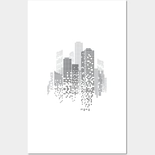 Pixel City. A stylized image of an urban landscape. Posters and Art